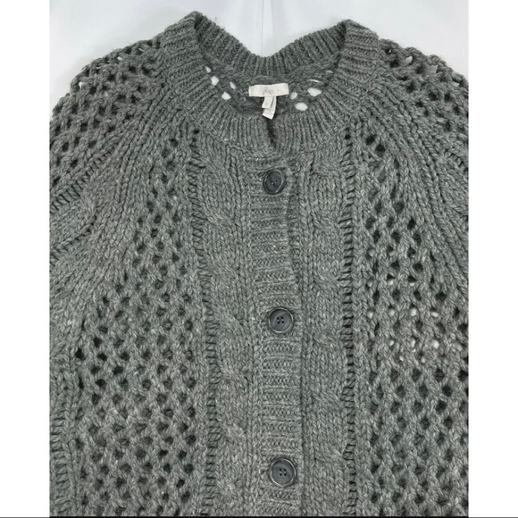 Joie Sz S Wool Acrylic Gray Open Cable Knit Cardigan Chunky Sweater Womens - Picture 3 of 6
